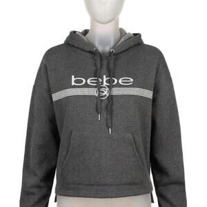 Bebe Sport Hoodie Womens 1X Plus Gray Heather Logo Pullover Kangaroo Pocket